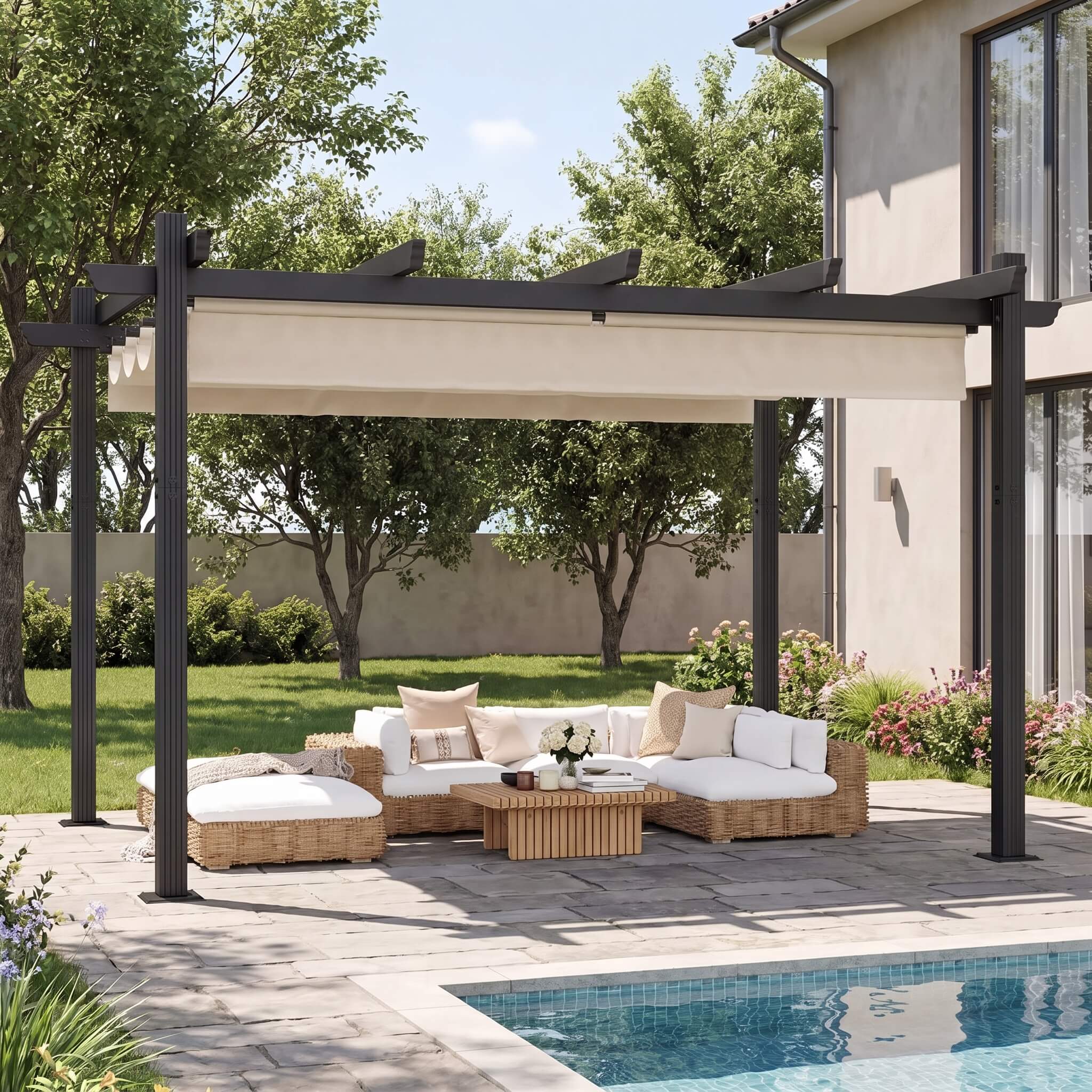 Pergola Aluminium 3x4m Toile Rétractable