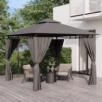 Pergola 3x3m Structure Acier Renforcé Rideaux Zippés